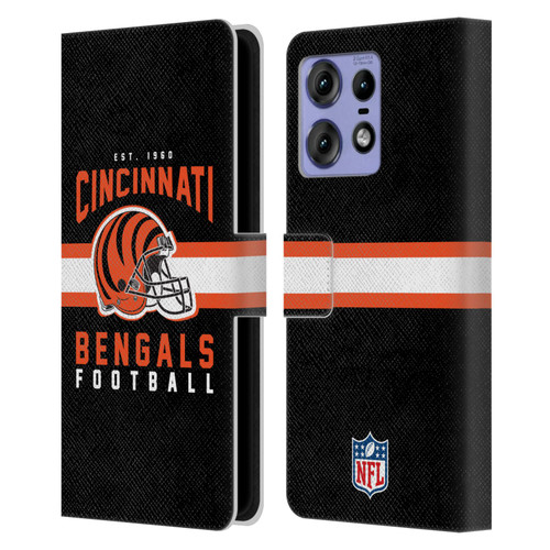 NFL Cincinnati Bengals Graphics Helmet Typography Leather Book Wallet Case Cover For Motorola Edge 50 Pro