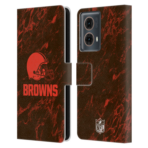 NFL Cleveland Browns Graphics Coloured Marble Leather Book Wallet Case Cover For Motorola Moto G85