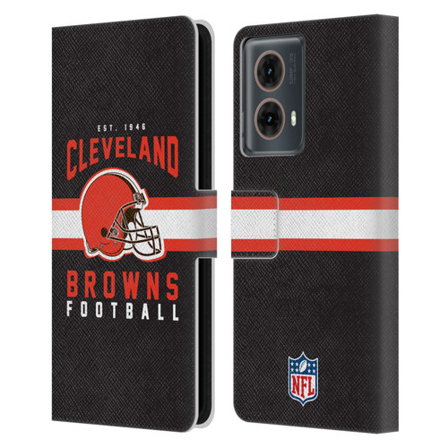 NFL Cleveland Browns Graphics Helmet Typography Leather Book Wallet Case Cover For Motorola Moto G85