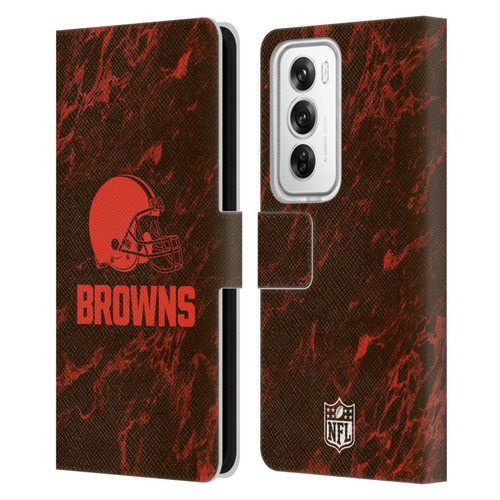 NFL Cleveland Browns Graphics Coloured Marble Leather Book Wallet Case Cover For OPPO Reno12 Pro 5G