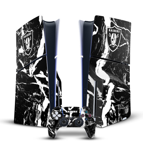 NFL Las Vegas Raiders Marble Vinyl Sticker Skin Decal Cover for Sony PS5 Slim Disc Edition Bundle