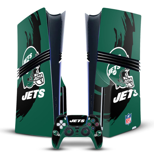 NFL New York Jets Sweep Stroke Vinyl Sticker Skin Decal Cover for Sony PS5 Pro Disc Edition Bundle