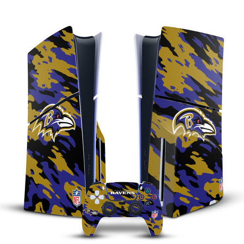 NFL Baltimore Ravens Camou Vinyl Sticker Skin Decal Cover for Sony PS5 Slim Disc Edition Bundle