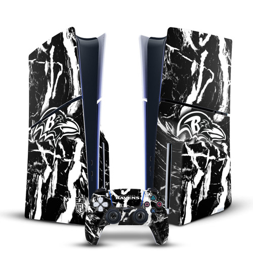 NFL Baltimore Ravens Marble Vinyl Sticker Skin Decal Cover for Sony PS5 Slim Disc Edition Bundle