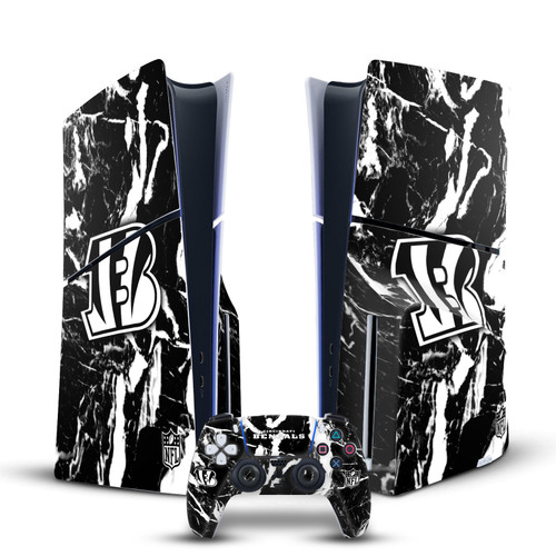 NFL Cincinnati Bengals Marble Vinyl Sticker Skin Decal Cover for Sony PS5 Slim Disc Edition Bundle