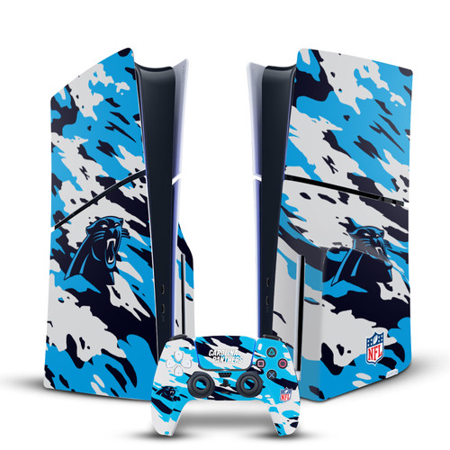NFL Carolina Panthers Camou Vinyl Sticker Skin Decal Cover for Sony PS5 Slim Disc Edition Bundle