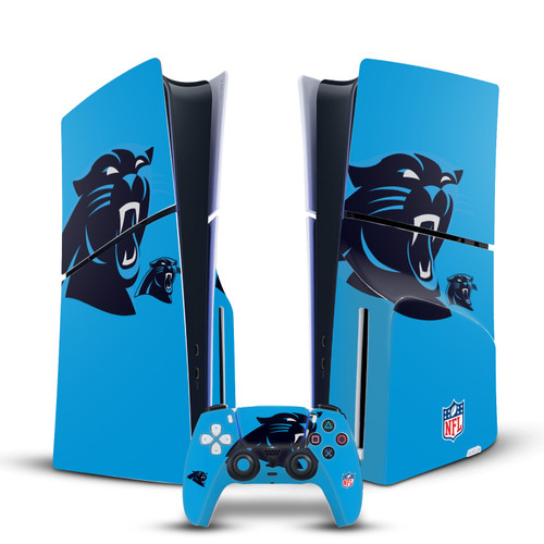 NFL Carolina Panthers Oversize Vinyl Sticker Skin Decal Cover for Sony PS5 Slim Disc Edition Bundle