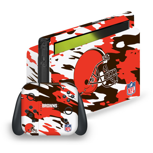 NFL Cleveland Browns Camou Vinyl Sticker Skin Decal Cover for Nintendo Switch OLED Bundle
