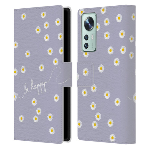 Monika Strigel Happy Daisy Lavender Leather Book Wallet Case Cover For Xiaomi 12