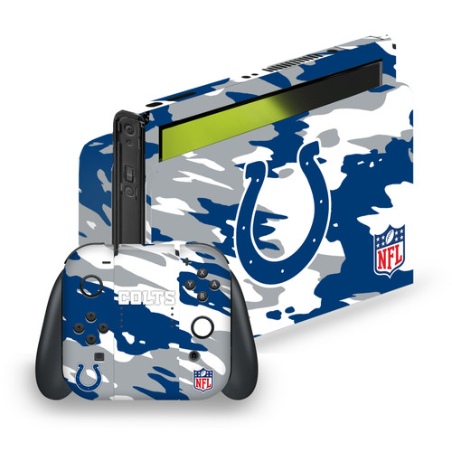 NFL Indianapolis Colts Camou Vinyl Sticker Skin Decal Cover for Nintendo Switch OLED Bundle