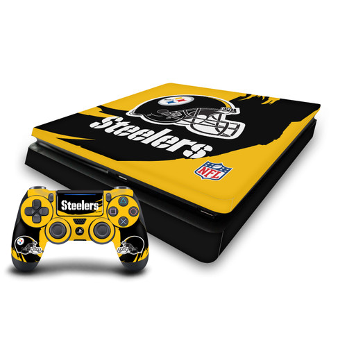 NFL Pittsburgh Steelers Sweep Stroke Vinyl Sticker Skin Decal Cover for Sony PS4 Slim Console & Controller