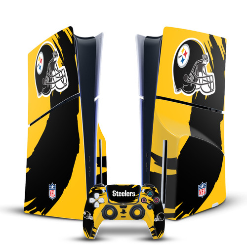 NFL Pittsburgh Steelers Sweep Stroke Vinyl Sticker Skin Decal Cover for Sony PS5 Slim Disc Edition Bundle