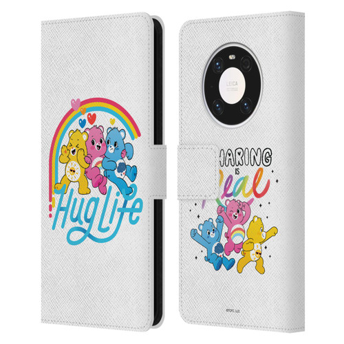Care Bears Graphics Group Hug Life Leather Book Wallet Case Cover For Huawei Mate 40 Pro 5G