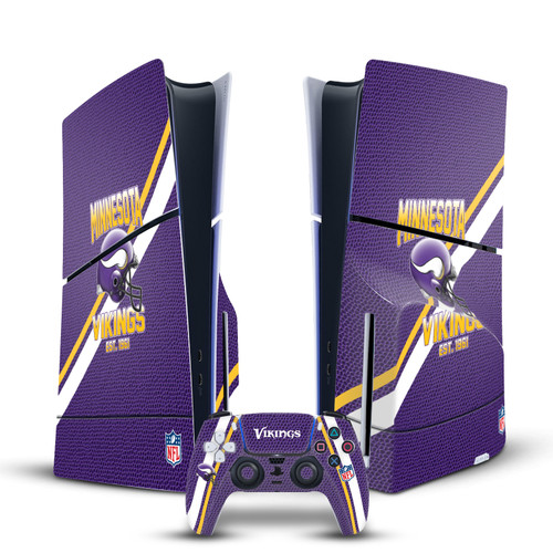 NFL Team 2 Minnesota Vikings Vinyl Sticker Skin Decal Cover for Sony PS5 Slim Disc Edition Bundle