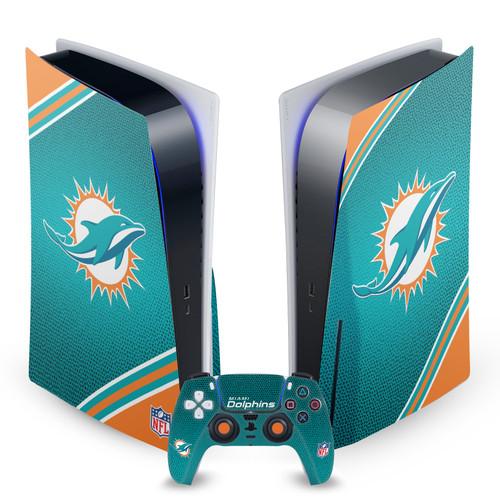 NFL Miami Dolphins Stripe Vinyl Sticker Skin Decal Cover for Sony PS5 Disc Edition Bundle