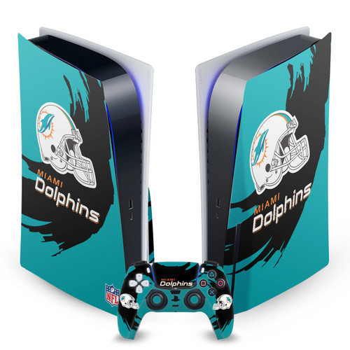NFL Miami Dolphins Sweep Stroke Vinyl Sticker Skin Decal Cover for Sony PS5 Disc Edition Bundle