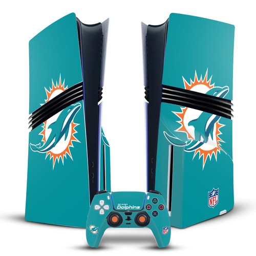 NFL Miami Dolphins Plain Vinyl Sticker Skin Decal Cover for Sony PS5 Pro Disc Edition Bundle