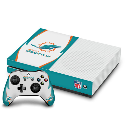 NFL Miami Dolphins Side Details Vinyl Sticker Skin Decal Cover for Microsoft One S Console & Controller