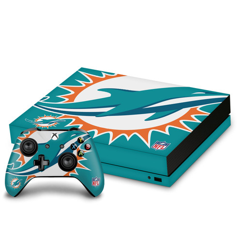 NFL Miami Dolphins Oversize Vinyl Sticker Skin Decal Cover for Microsoft Xbox One X Bundle