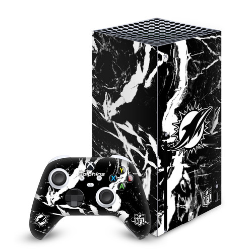 NFL Miami Dolphins Marble Vinyl Sticker Skin Decal Cover for Microsoft Series X Console & Controller