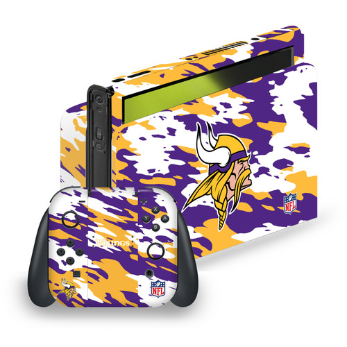 NFL Minnesota Vikings Camou Vinyl Sticker Skin Decal Cover for Nintendo Switch OLED Bundle