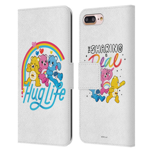 Care Bears Graphics Group Hug Life Leather Book Wallet Case Cover For Apple iPhone 7 Plus / iPhone 8 Plus