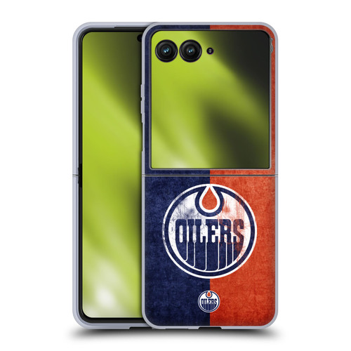 NHL Edmonton Oilers Half Distressed Soft Gel Case for Motorola Razr 50 Ultra