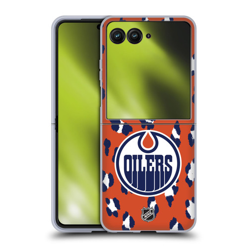 NHL Edmonton Oilers Leopard Pattern Soft Gel Case for Motorola Razr 50 Ultra