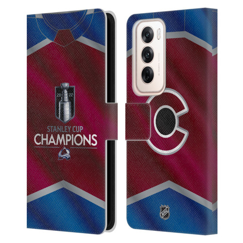 NHL 2022 Stanley Cup Champions Colorado Avalanche Jersey Leather Book Wallet Case Cover For OPPO Reno12 5G