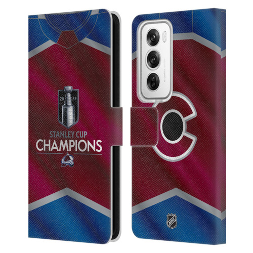 NHL 2022 Stanley Cup Champions Colorado Avalanche Jersey Leather Book Wallet Case Cover For OPPO Reno12 Pro 5G