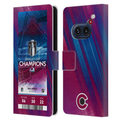 NHL 2022 Stanley Cup Champions Colorado Avalanche Ticket Leather Book Wallet Case Cover For Nothing Phone (2a)