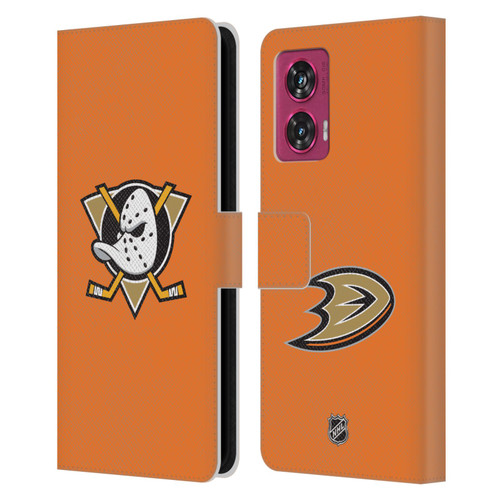 NHL Anaheim Ducks Plain Leather Book Wallet Case Cover For Motorola Edge 50 Fusion