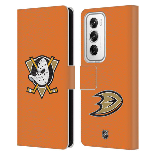 NHL Anaheim Ducks Plain Leather Book Wallet Case Cover For OPPO Reno12 Pro 5G NHL Anaheim Ducks Plain Leather Book Wallet Case Cover For OPPO Reno12 Pro 5G