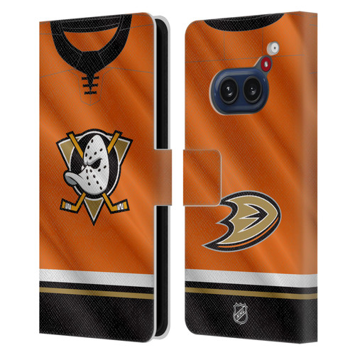 NHL Anaheim Ducks Jersey Leather Book Wallet Case Cover For Nothing Phone (2a) NHL Anaheim Ducks Jersey Leather Book Wallet Case Cover For Nothing Phone (2a)
