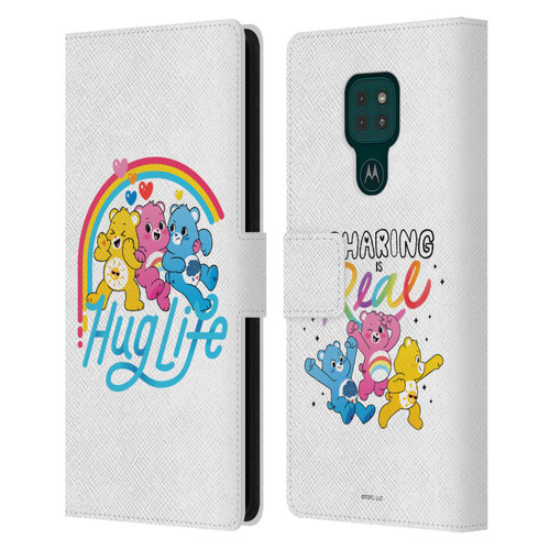 Care Bears Graphics Group Hug Life Leather Book Wallet Case Cover For Motorola Moto G9 Play