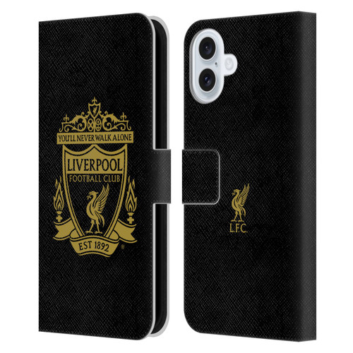 Liverpool Football Club Crest 1 Black 3 Leather Book Wallet Case Cover For Apple iPhone 16 Plus