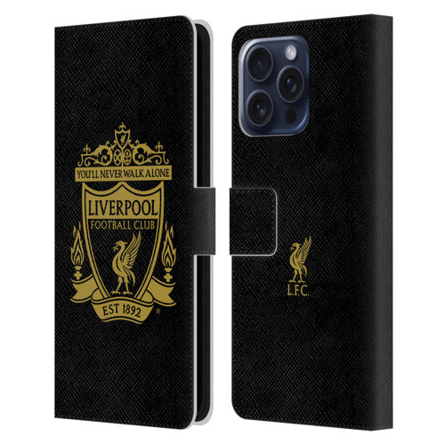 Liverpool Football Club Crest 1 Black 3 Leather Book Wallet Case Cover For Apple iPhone 16 Pro Max