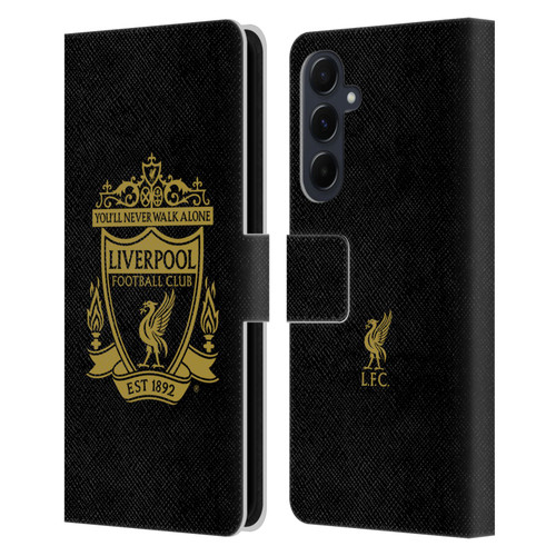 Liverpool Football Club Crest 1 Black 3 Leather Book Wallet Case Cover For Samsung Galaxy A55 5G