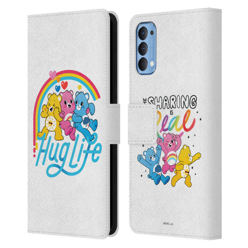Care Bears Graphics Group Hug Life Leather Book Wallet Case Cover For OPPO Reno 4 5G