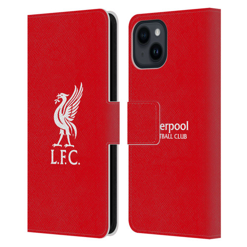 Liverpool Football Club Liver Bird White Logo In Red Leather Book Wallet Case Cover For Apple iPhone 15