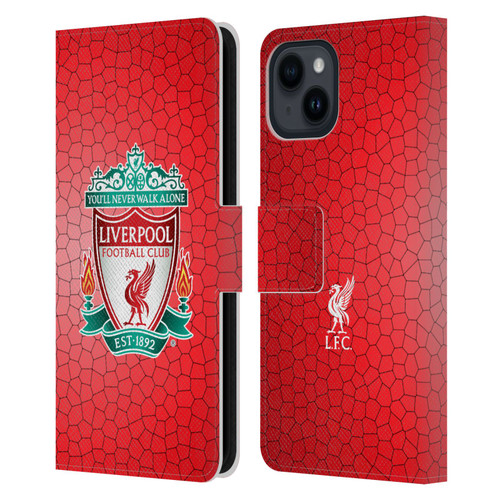 Liverpool Football Club Crest 2 Red Pixel 1 Leather Book Wallet Case Cover For Apple iPhone 15