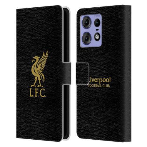 Liverpool Football Club Liver Bird Gold Logo On Black Leather Book Wallet Case Cover For Motorola Edge 50 Pro