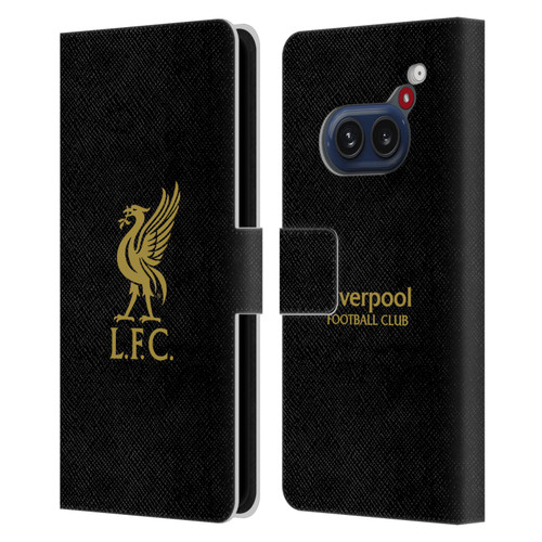 Liverpool Football Club Liver Bird Gold Logo On Black Leather Book Wallet Case Cover For Nothing Phone (2a)