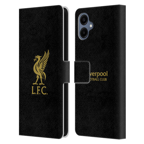 Liverpool Football Club Liver Bird Gold Logo On Black Leather Book Wallet Case Cover For Samsung Galaxy A06 4G