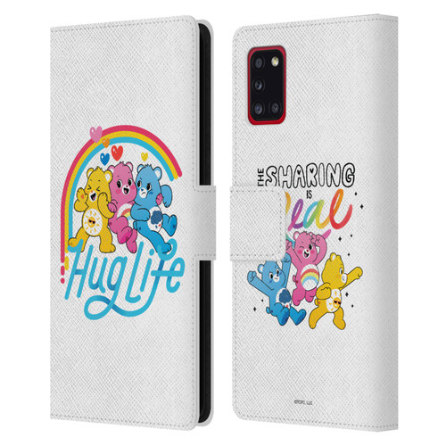 Care Bears Graphics Group Hug Life Leather Book Wallet Case Cover For Samsung Galaxy A31 (2020)