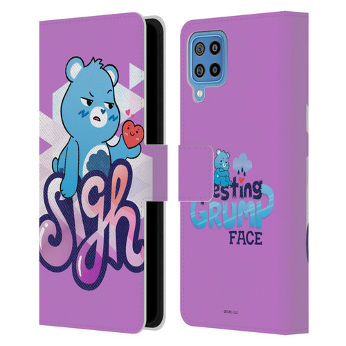 Care Bears Graphics Grumpy Leather Book Wallet Case Cover For Samsung Galaxy F22 (2021)
