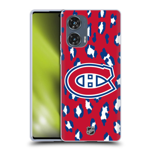 NHL Montreal Canadiens Leopard Pattern Soft Gel Case for Motorola Edge 50 Fusion