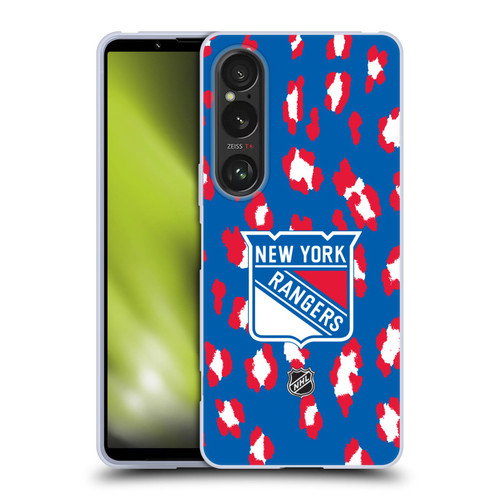NHL New York Rangers Leopard Pattern Soft Gel Case for Sony Xperia 1 VI 5G