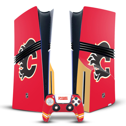 NHL Calgary Flames Plain Vinyl Sticker Skin Decal Cover for Sony PS5 Pro Disc Edition Bundle