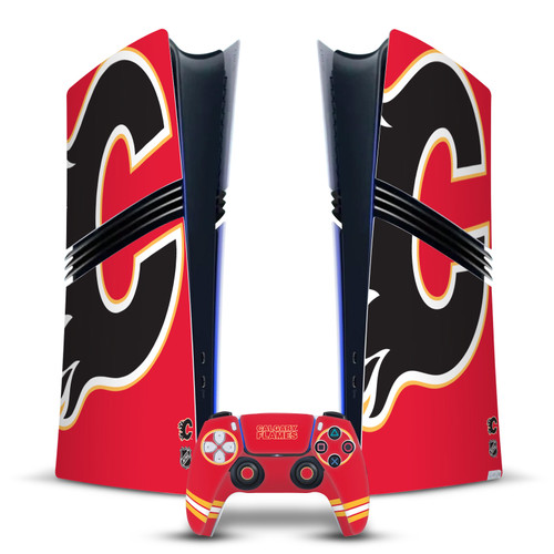NHL Calgary Flames Oversized Vinyl Sticker Skin Decal Cover for Sony PS5 Pro Digital Edition Bundle